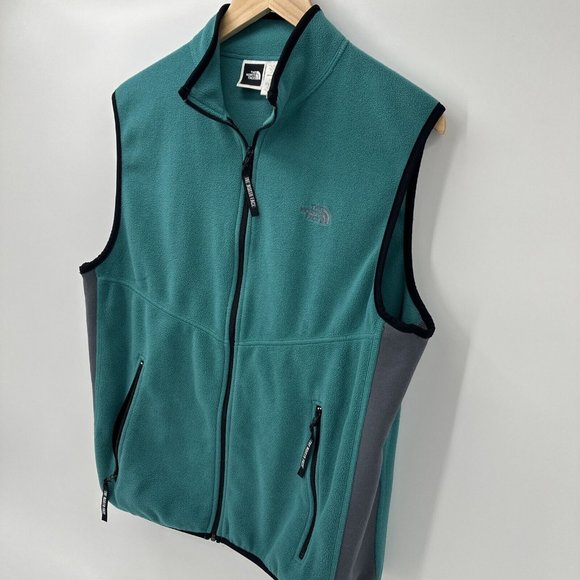 Vintage The North Face Jacket Vest Teal Fleece Men's Large USA - Picture 6 of 9